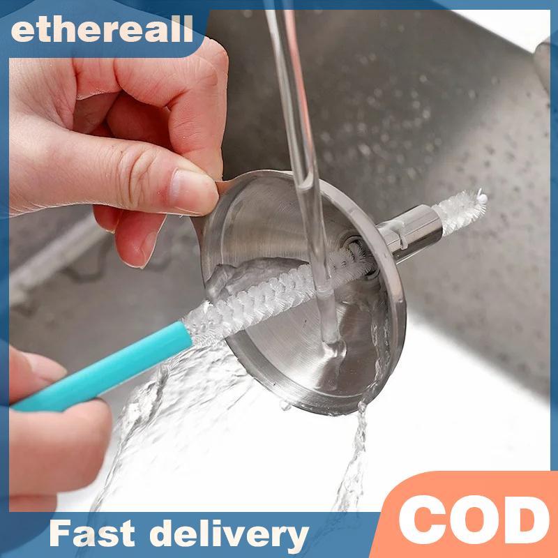 ETH แปรงทําความสะอาดมัลติฟังก์ชั่นฟางขวดแปรงทําความสะอาดสแตนเลสล้างหลอดดื่มแปรงขวดนม TH