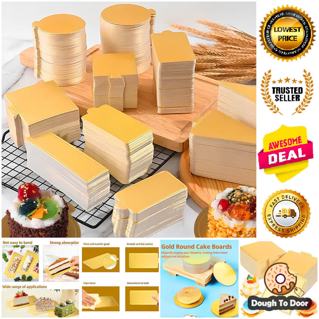 100 ชิ้นมูสเค้กมินิบอร์ด Papan Kek มินิเค้กฐานทองสีขาวสี Papan Alas Kek Board 金色白色大型金色大理石垫