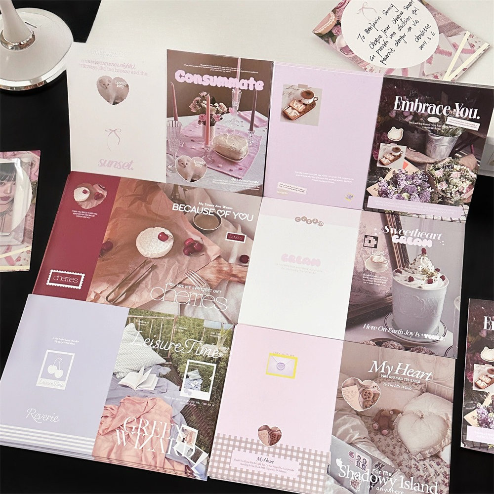 6 ชิ้น/เซ็ต Ins Love การ์ดอวยพร DIY Photocard บรรจุวัสดุของขวัญตัวอักษรตกแต่ง