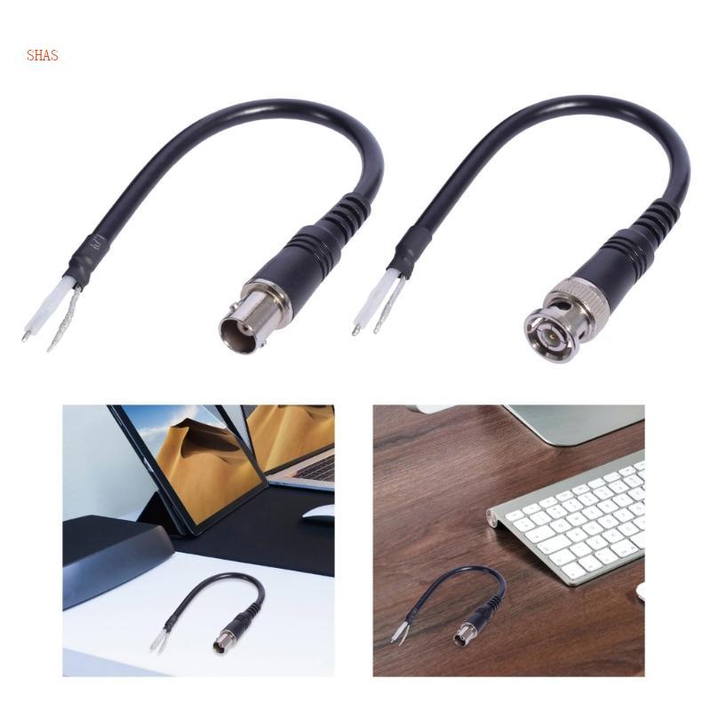 Shas ทองแดง BNC ชายหญิง Coaxials Connectors สาย Pigtail 0 2m เปิดปลายลวดสําหรับกล้องวงจรปิดขั้ว Adpater
