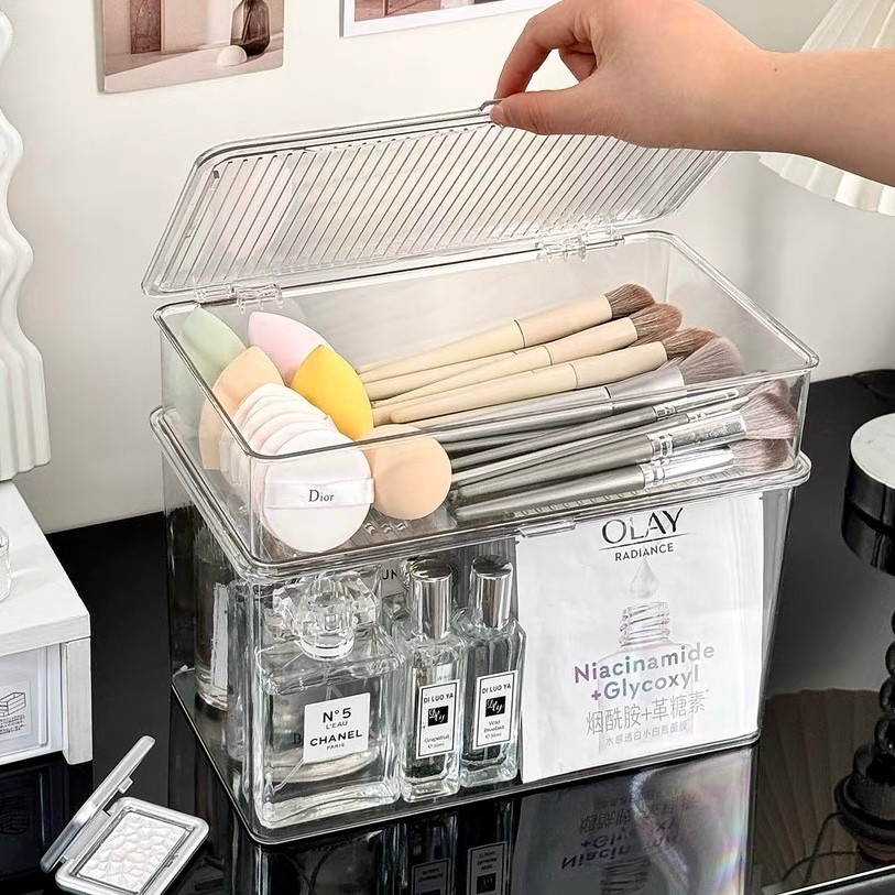 MUKUKU กล่องใส่ของจัดระเบียบโต๊ะทำงาน โปร่งใสลิ้นชัก มีฝาปิด มินิมอลเหมาะกับทุกห้อง - รูปที่ 2