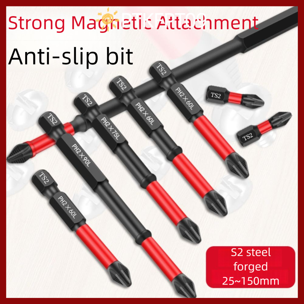 PTKFPT09 4/5/6 ชิ้น Phillips Bit, Non-slip Wear-resistant Magnetic Batch Head, Shock Resistance High