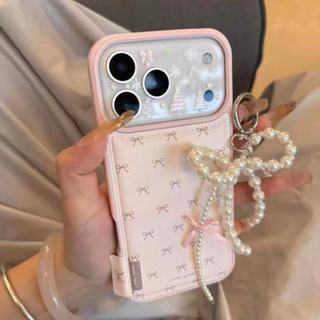 Mewah kulit merah muda penuh layar busur telepon kasus untuk iPhone17 Pro Max 16 15 14 13 Pro Max Shockproof kamera perlindungan penutup belakang keras tahan jatuh