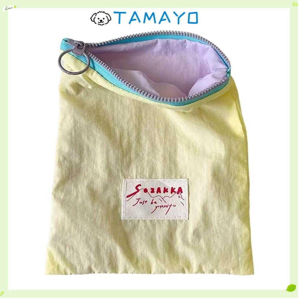 TAMAYO กระเป๋าเครื่องสําอาง, กระเป๋าใส่เหรียญขนาดเล็กแบบพกพา, ที่เก็บเครื่องสําอางซิปสีทึบกระเป๋าแต่งหน้า Catchall