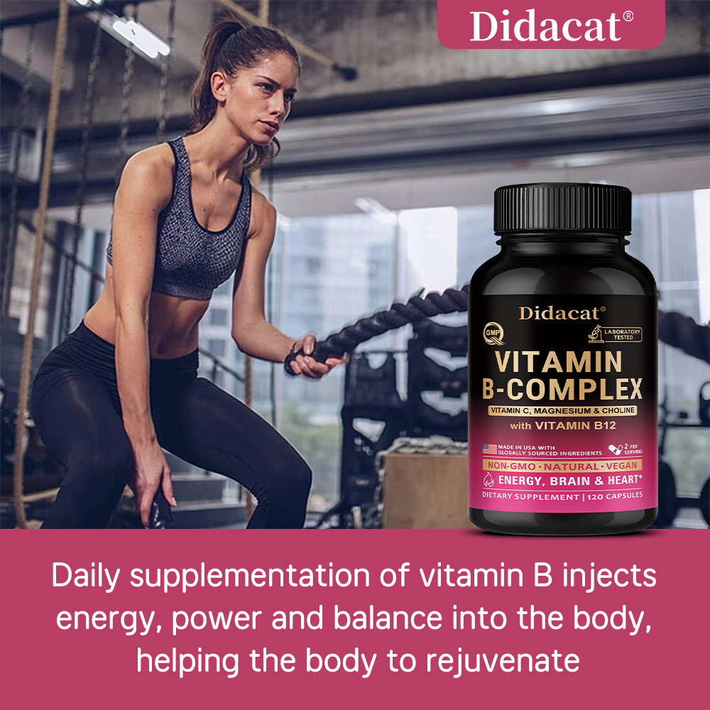 ไม่จํากัดเพศ วิตามินบีคอมเพล็กซ์ - บีคอมเพล็กซ์: วิตามิน B1, B2, B3, B5, B6, B7, B8, B9, B12 มีวิตามินซี, โคลีน, และอินออล - สารเสริมหัวใจ, เสริมพลังสมองและพยุง - รูปที่ 3