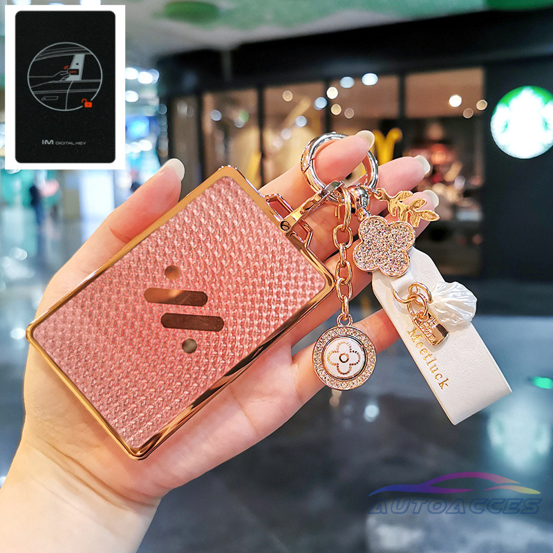 Shine สีชมพู/สีขาวกุญแจรถ Fob ฝาครอบป้องกันสําหรับ MG IM6 L7 LS6 LS7 L6 LS7 Pro LS6 NFC การ์ดป้องกัน
