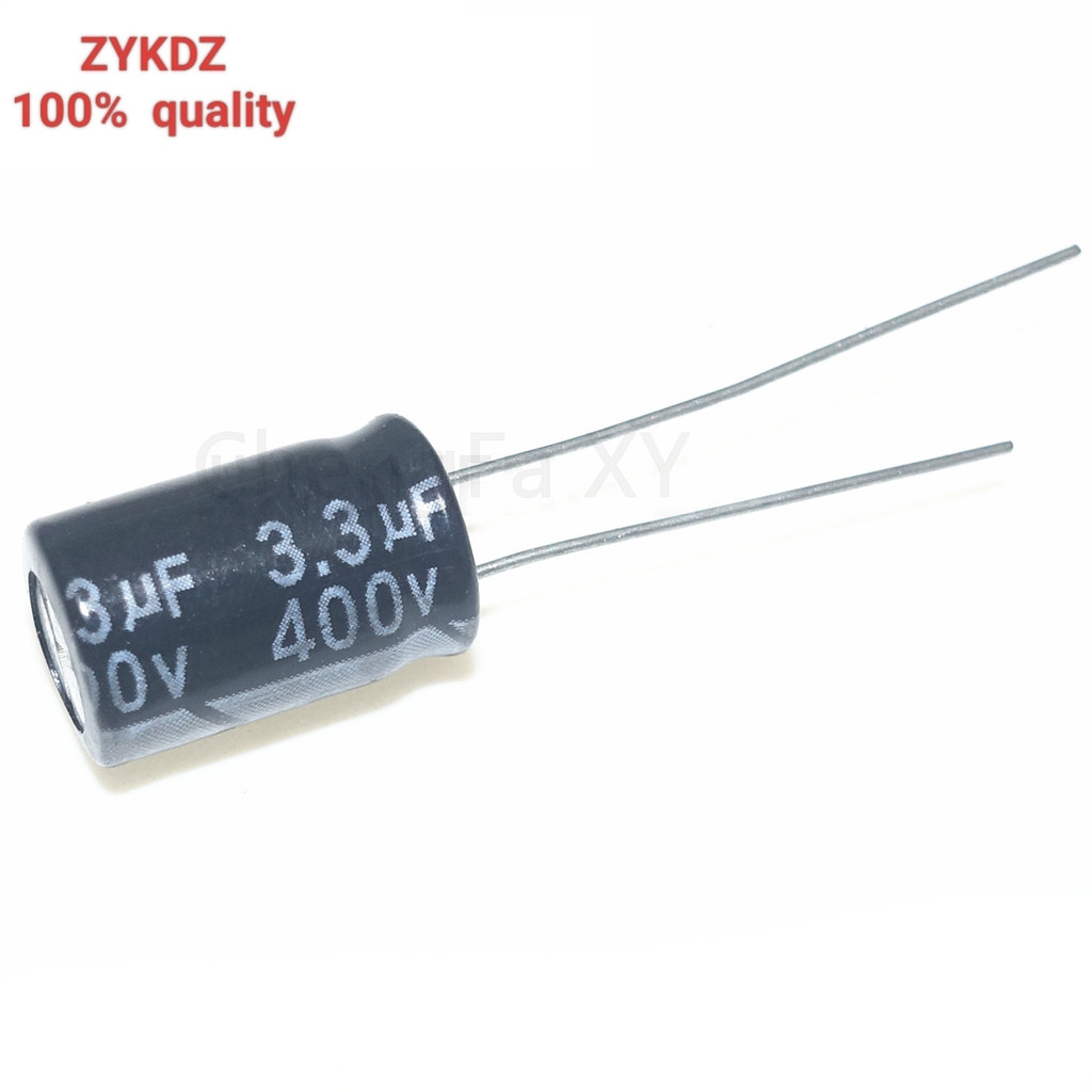 50PCS 400V3.3UF 8x12 มม.ตัวเก็บประจุอลูมิเนียมอิเล็กโทรลีติค 3.3UF400V