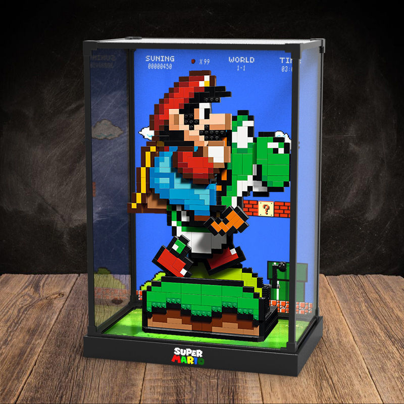 [กล่องแสดงโมเดล] กล่องแสดงอะคริลิกกรอบโลหะผสมเหมาะสําหรับเลโก้ 71438 กล่องเก็บของบล็อคตัวต่อมาริโอแล