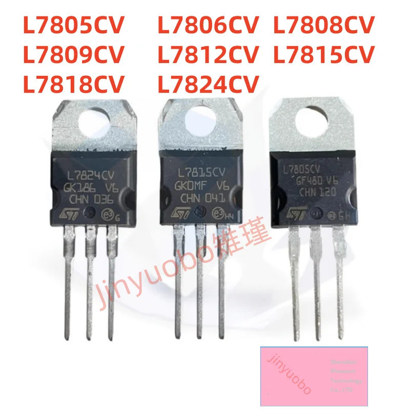 5PCS L7805CV L7806CV L7808CV L7809CV L7812CV L7815CV L7824CV TO-220 Field Effect ทรานซิสเตอร์