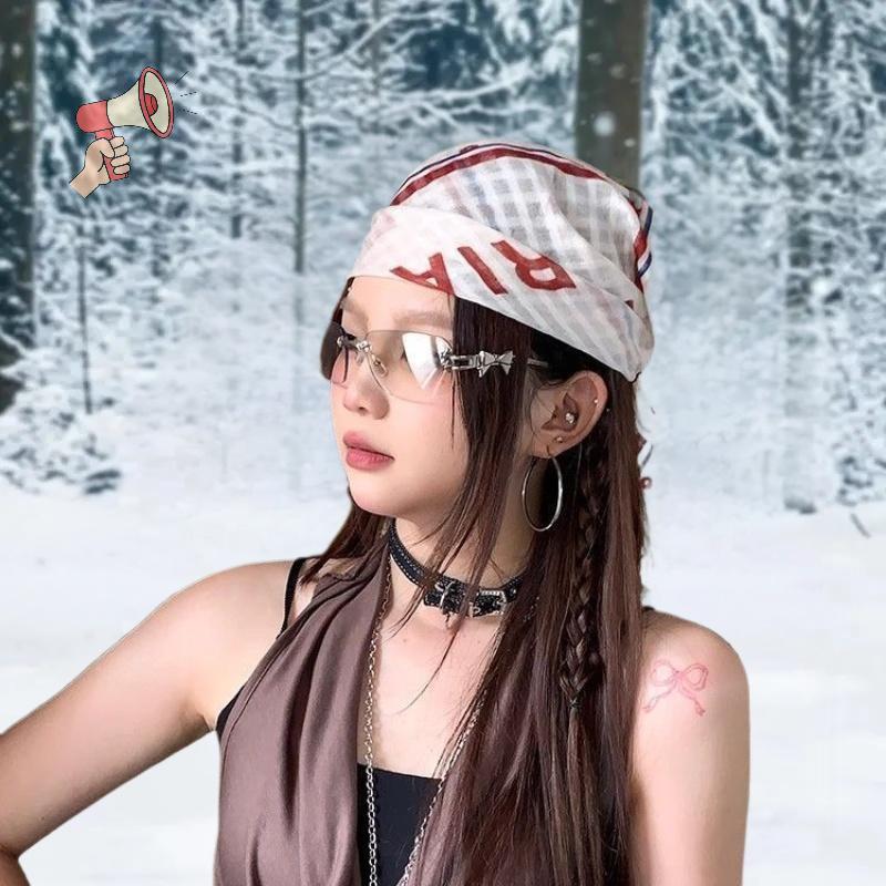[MZ] แฟชั่น Y2K Retro เสือดาวพิมพ์ผ้าพันคอผมสาวเผ็ด Punk Hip Hop Headscarf เครื่องประดับผม Streetwea