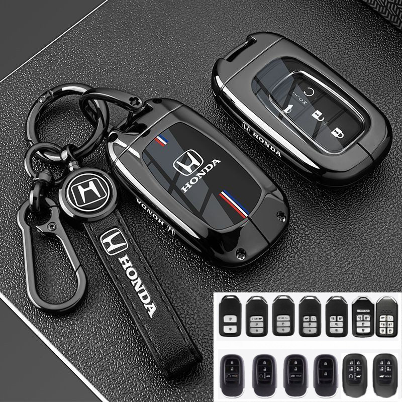 สังกะสีอัลลอยด์ฝาครอบกุญแจรถสําหรับ Honda CRV XRV HRV Civic Accord Sport SI EX-L Touring HBRV Jazz City พวงกุญแจผู้ถืออุปกรณ์เสริมปลอกสมาร์ทกุญแจรีโมทป้องกัน
