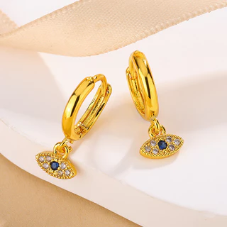 Evil Eyes Stud Earring ชุบเงิน-quality สําหรับผู้หญิง ไม่แพ้ง่าย เหมาะสำหรับการสวมใส่ทั่วไปและการแต่งHelix