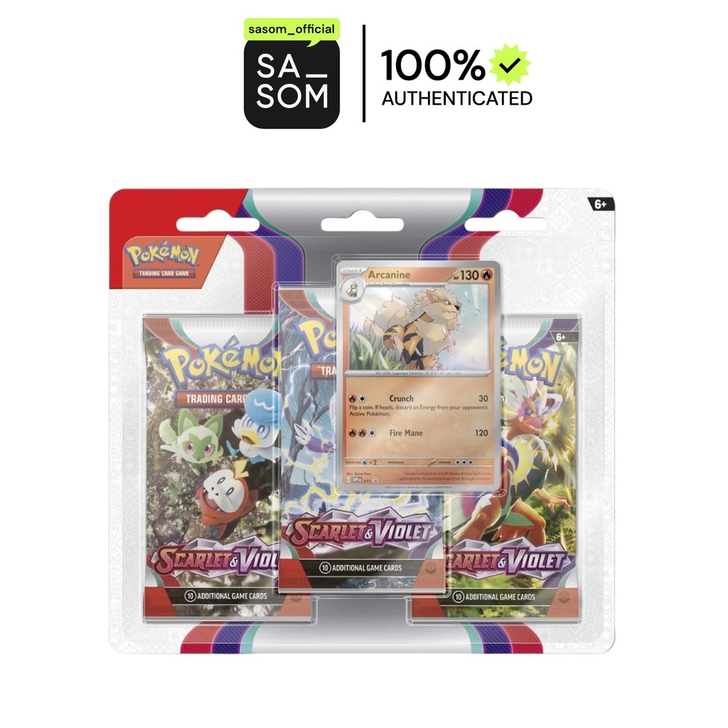 Pokemon Scarlet & Violet 3 Booster Pack (Random Art) & Arcanine Promo Card (EN) | ของแท้ ตรวจสอบโดย 