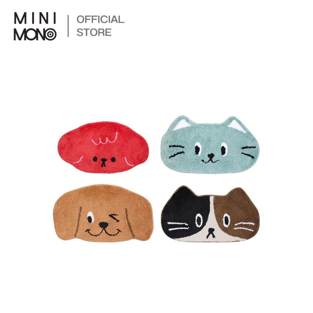Mini Mono พรมเช็ดเท้าลายสุนัข/แมว ขนาด 70x40 ซม. นุ่มซับน้ำดี แห้งไว ป้องกันลื่น เหมาะสำหรับห้องน้ำ/หน้าประตู