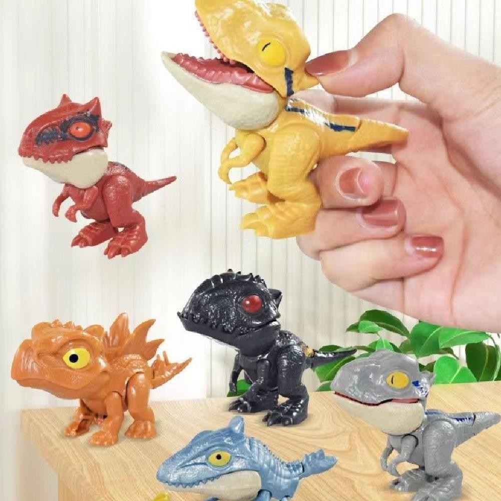 นิ้วกัดของเล่นไดโนเสาร์สําหรับเด็ก Tyrannosaurus Rex Velociraptor Triceratops ของเล่นไดโนเสาร์ F2w0