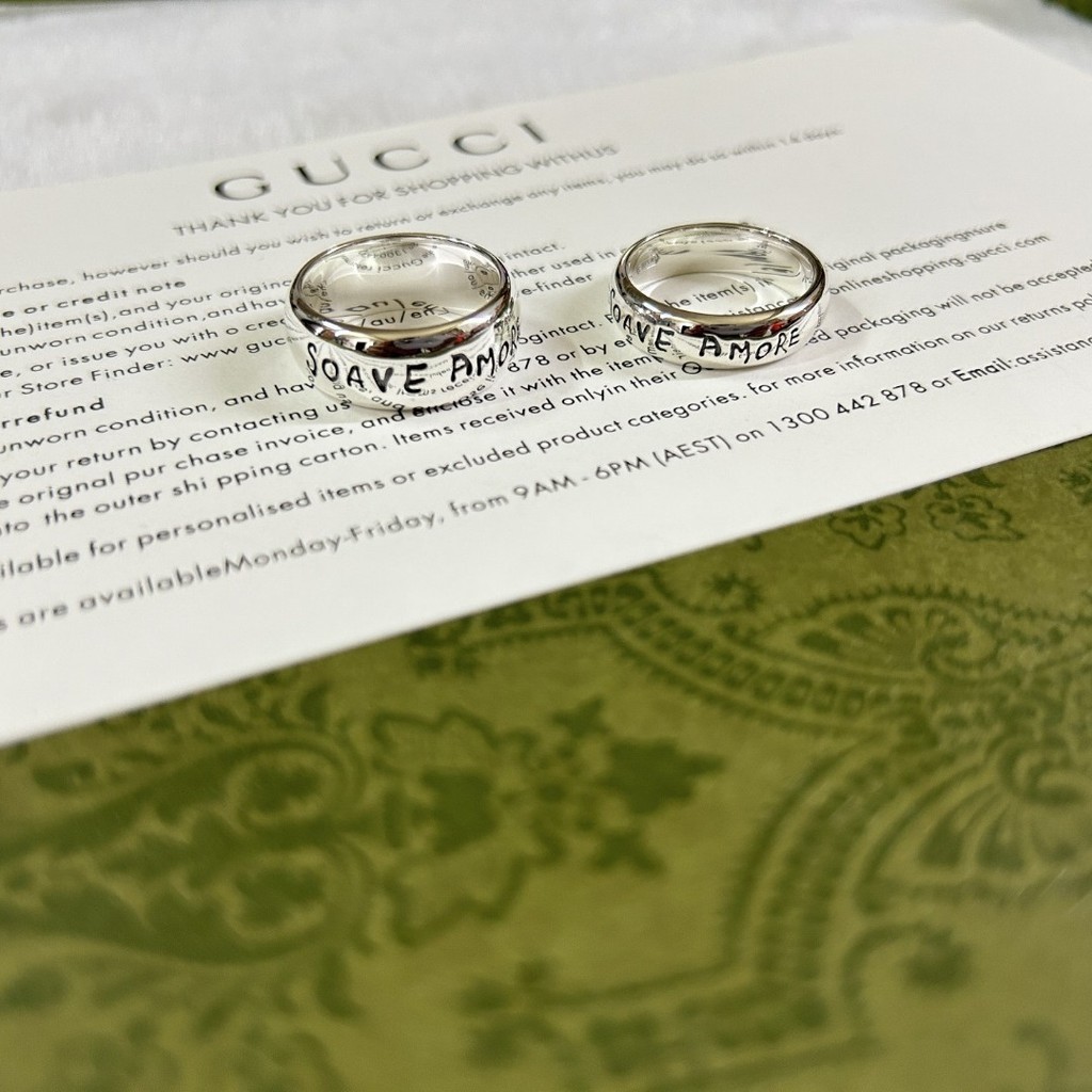 7ADR GUCGG  925Silver ring soave amore Wide and Narrow Rings Fashion Couple Rings