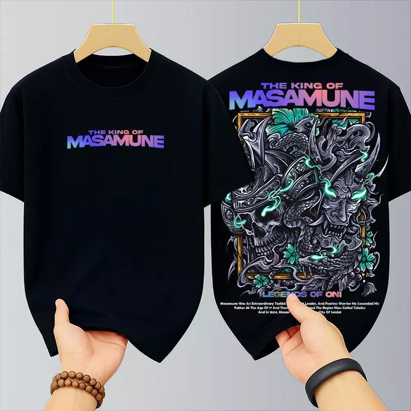 เสื้อยืดผู้ชายเท่ๆ ผ้าฝ้าย100% สกรีนลายหน้า-หลังโครตเท่ เสื้อยืดสตรีทแฟชั่น oversize สไตล์ฮิปฮอปเมกา คอกลม-แขนสั้นคอตตอน