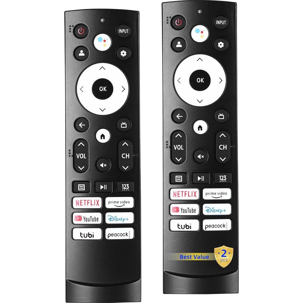 รีโมทคอนโทรลทดแทน 2 แพ็คเข้ากันได้กับ Hisense Google Smart TV