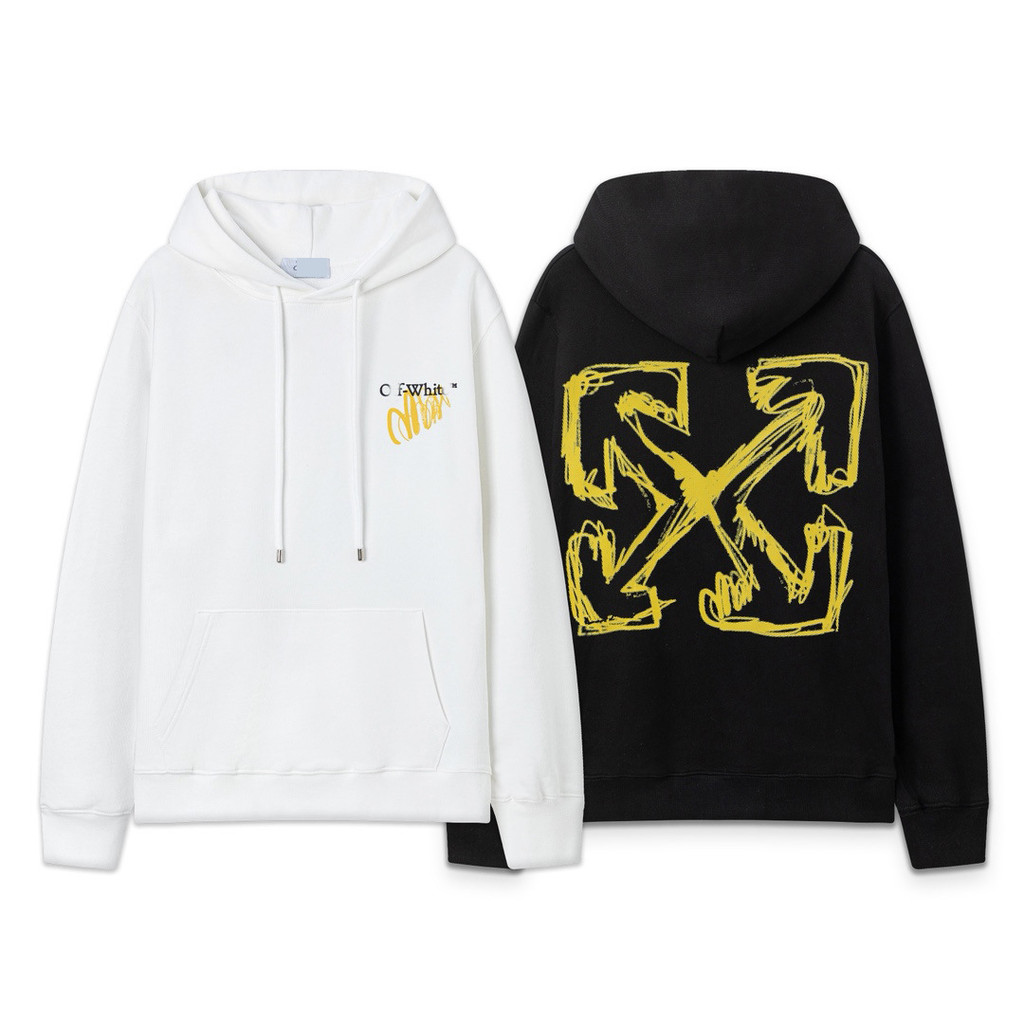Off-White Autumn and winter unisex long-sleeve hoodie with graffiti arrow print