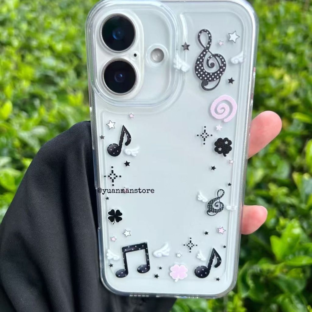อัลบั้มโน้ตเพลงเหมาะสําหรับเคสโทรศัพท์มือถือ Apple 16/15/14/13pro 12/11 soft case xr/xsman โปร่งใส 7