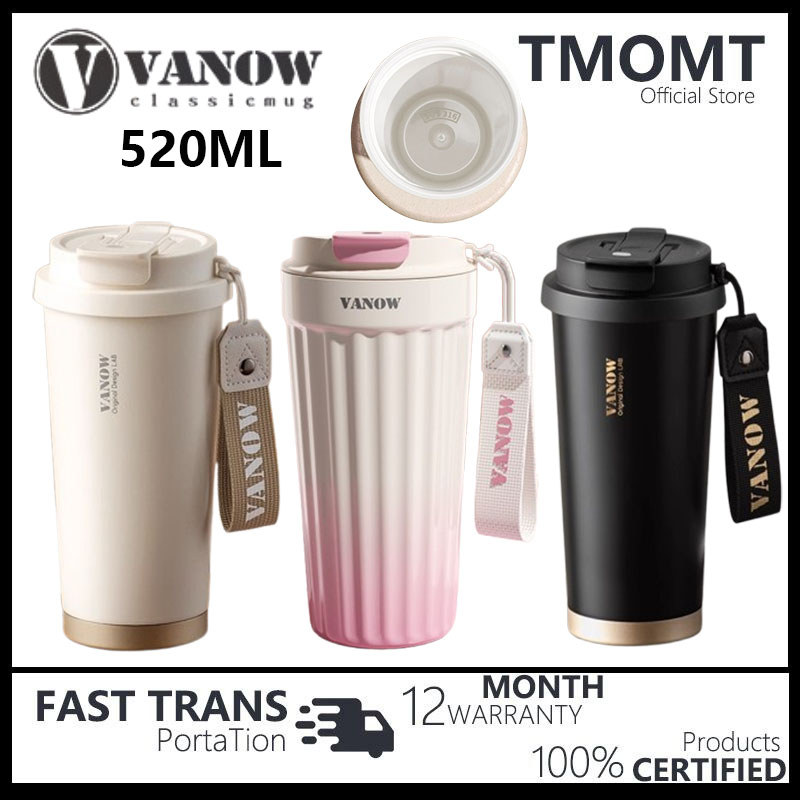 Vanow VO-TW52SY coffee thermos with one lid and dual use, comes with a portable drawstring, 520ML sm