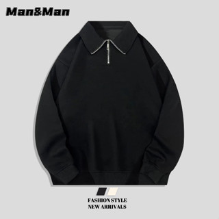 M＆M เสื้อโปโลแขนยาวผู้ชายฤดูใบไม้ร่วงและฤดูหนาว สไตล์วินเทจแ…