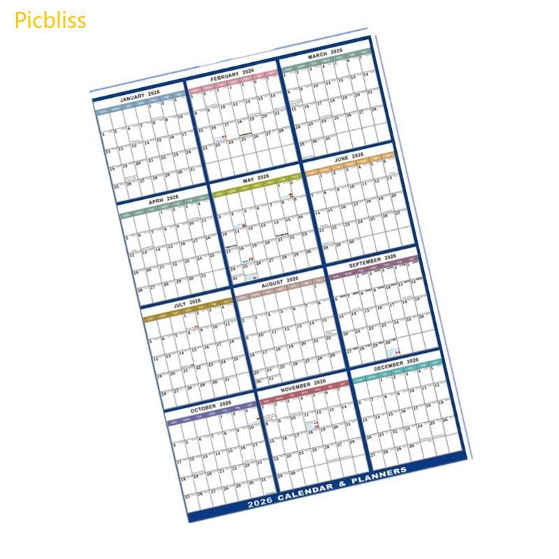 Picbliss 2026 Wall Calendar Planner 2026 Full Year to View ปฏิทิน Erasable Wall Planner Family Home 