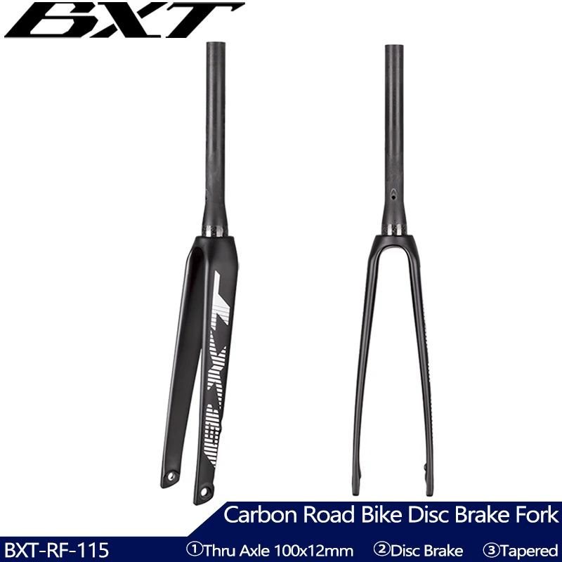 BXT Carbon Road Bike Fork, Flat Mount, ดิสก์เบรก, Thru Axle Road Bike Fork, สายเบรคภายใน fit BXT Roa