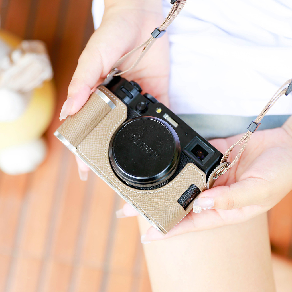 เหมาะสําหรับเคสป้องกันด้ามจับ Fuji xm5 Fuji x100vi ฐานหนังแท้ XM5 เคสหนังแบตเตอรี่แบบเลือกโดยตรง