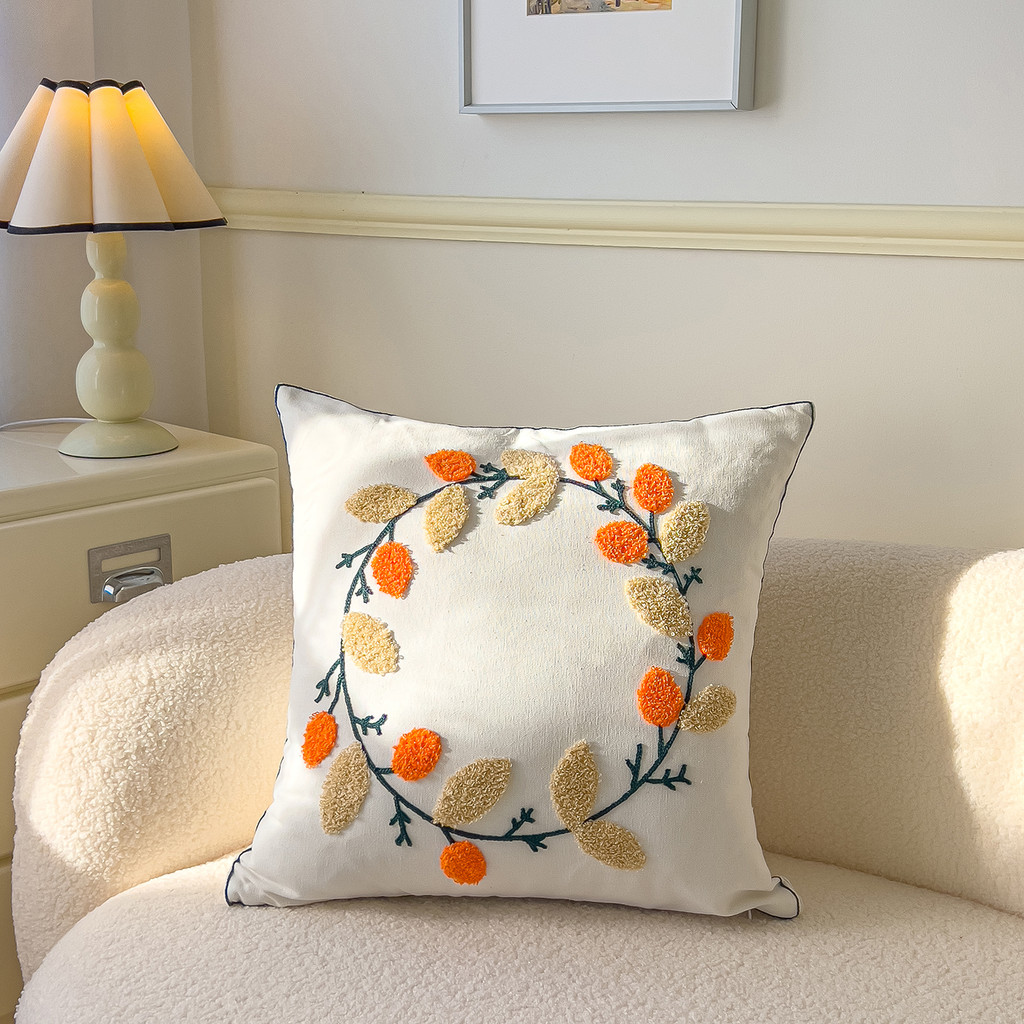 ปลอกหมอนปัก 3D ผ้าขนหนูเย็บปักถักร้อยสีสัน Pillowcover ปลอกหมอนอิงโซฟา ตกแต่งบ้าน - รูปที่ 7