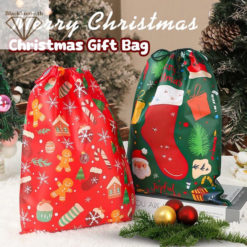 ACK 30x40 40x55 ซม.Santa Claus ถุงของขวัญ 2026 ปีใหม่ถุงขนมวันหยุด Christmas Party Non-ทอของขวัญ Dra