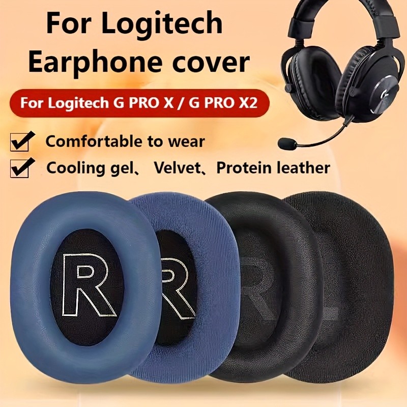 สําหรับชุดหูฟังสําหรับเล่นเกม Logitech G Pro X/G Pro X2 แผ่นรองหูฟังทดแทน - เจลทําความเย็น, กํามะหยี่และโปรตีนหนัง PU นุ่มสบาย - เข้ากันได้กับหูฟัง gprox/gprox2