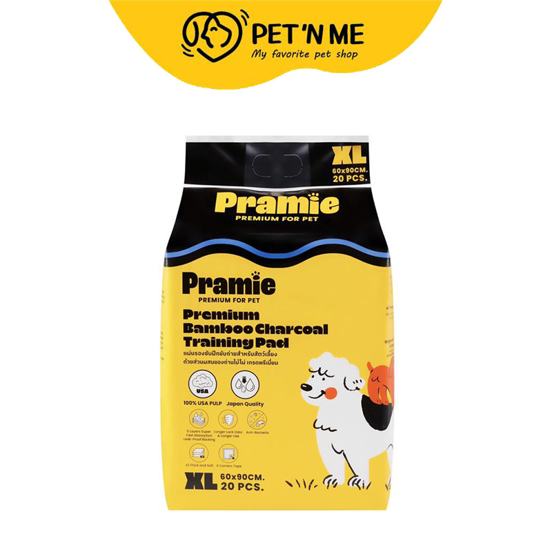[จัดส่งจากคลัง] PRAMIE พรามี่แผ่นรองซับฝึกขับถ่ายสำหรับสัตว์เลี้ยงด้วยส่วนผสมของถ่ายไม้ไผ่ ไซส์ XL [8857129202066]