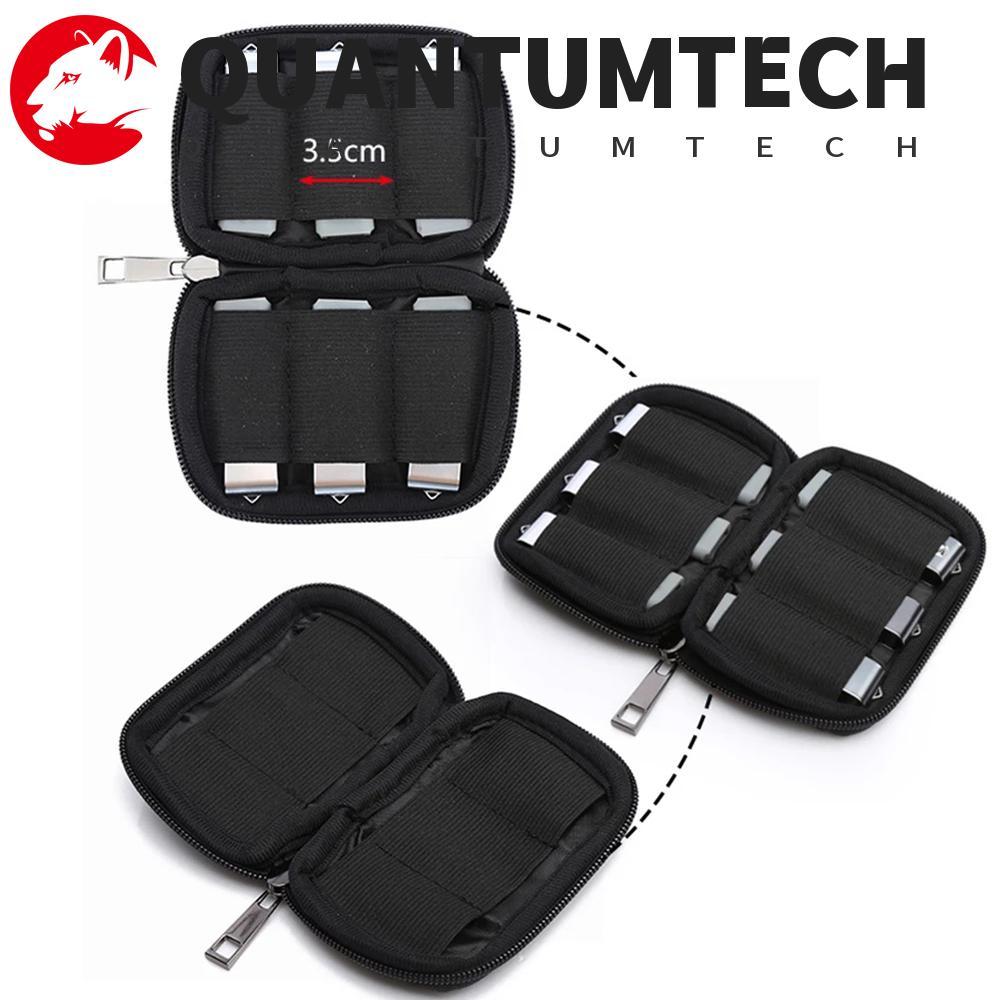 QUANTUMTECH แฟลชไดรฟ์ Organizer Travel มัลติฟังก์ชั่น U Disk Holder กันฝุ่นพร้อมซิป Neoprene U Disk 