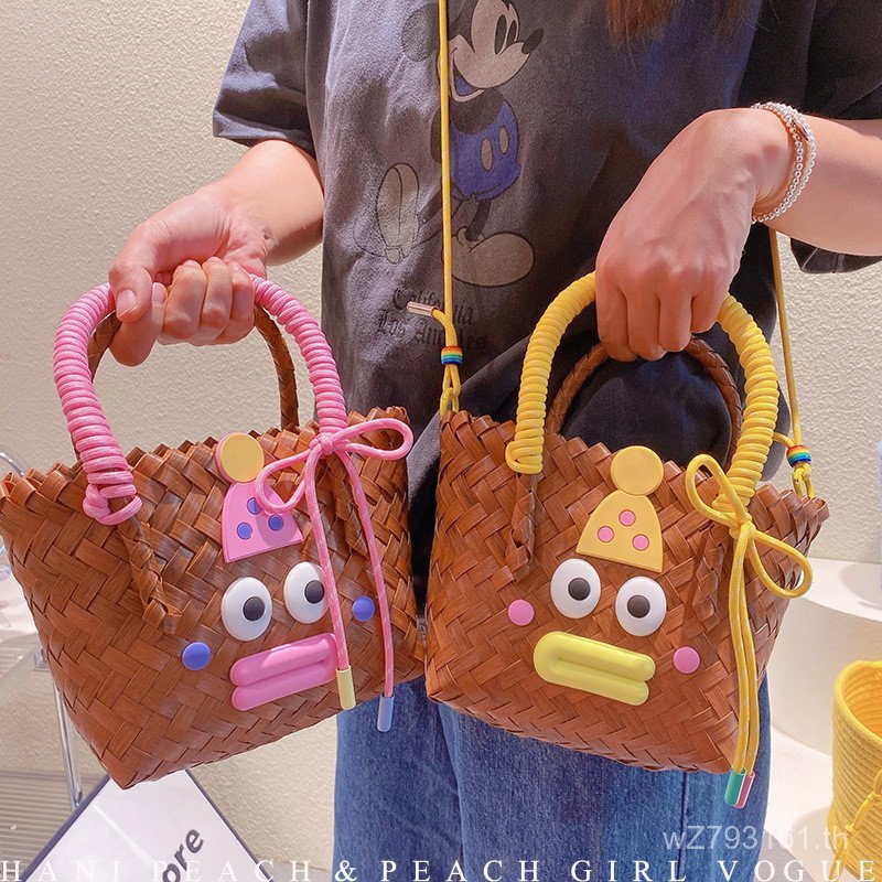 ทงแดมุน ความละเอียดสูง6437ก015เชือกไนลอนถักบิ๊กอายไส้กรอกปากกระเป๋าถือตะกร้าผักกระเป๋าถือน่าเกลียดน่