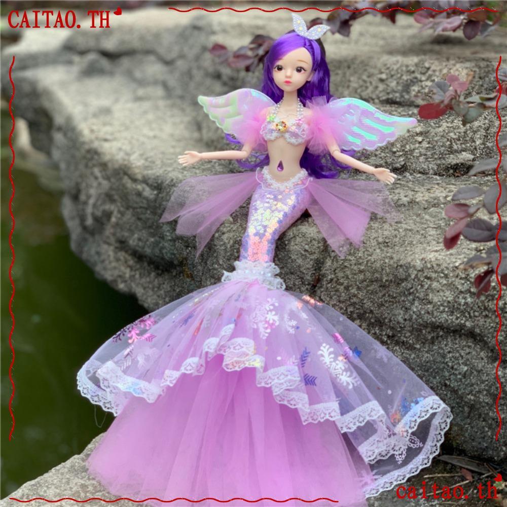 คาตาโอะ ตุ๊กตานางเงือก,45เซนติเมตรแฮนด์เมด ทําเอง แต่งตัวของเล่น,2024แต่งตัวด้วยเลื่อมปลาหางกระโปรงนางฟ้าปีกเครื่องประดับตุ๊กตาของขวั