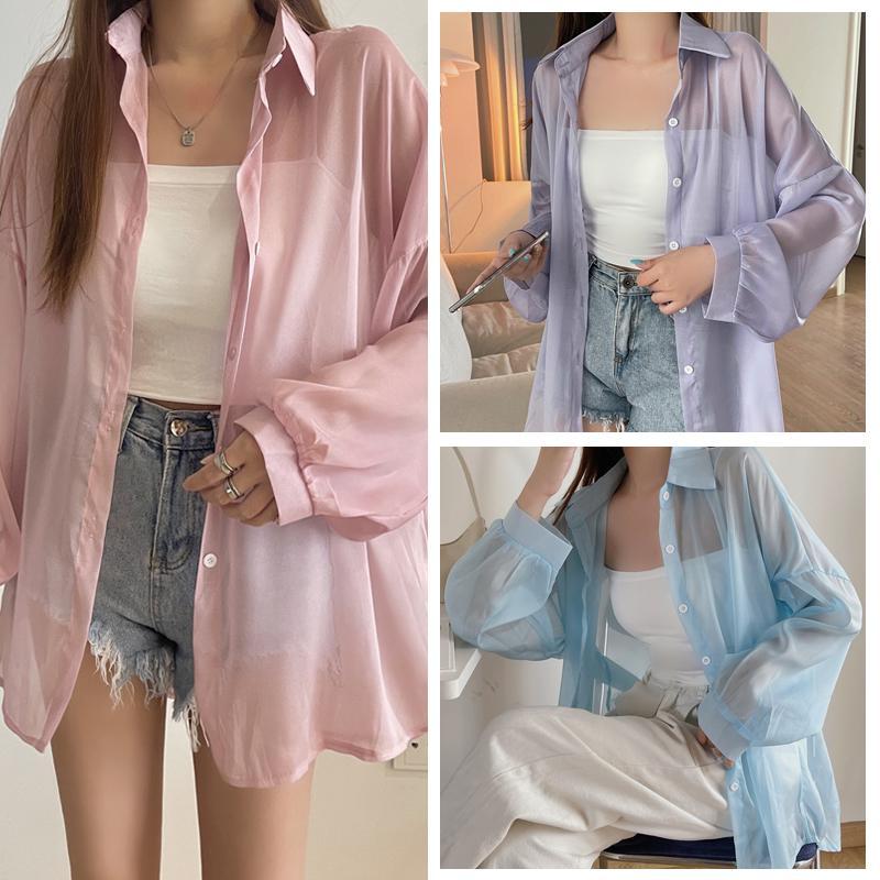 เสื้อเชิ้ตกันแดดผ้าไหมน้ำแข็งสำหรับผู้หญิง ดีไซน์เสื้อคาร์ดิแกนบางๆ ช่วงฤดูร้อน ทรงเสื้อคาร์ดิแกนผ้าเดรปแบบเฉพาะ#w214