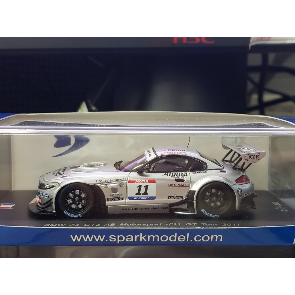 $㊋Spark 1/43 Z4 GT3 BMW 2011 รถรุ่น alpina นาฬิกา Silver Simple Painting