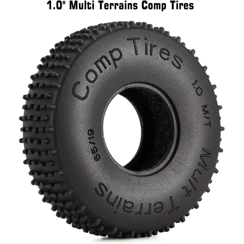 INJORA 1.0 Tires-S4 Multi Terrain Pin Crawler Tires for TRX4M SCX24 AX24 FCX24 Upgrade Parts, 65 * 1