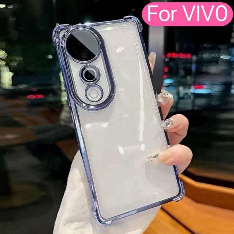 เคสกันกระแทกขอบสี For Vivo V60 V50lite V50 V40 V40Pro V30 V30Pro เคสกันรอยเลนส์กล้อง กันกระแทก ซิลิโคน ขอบนิ่มหลังใส