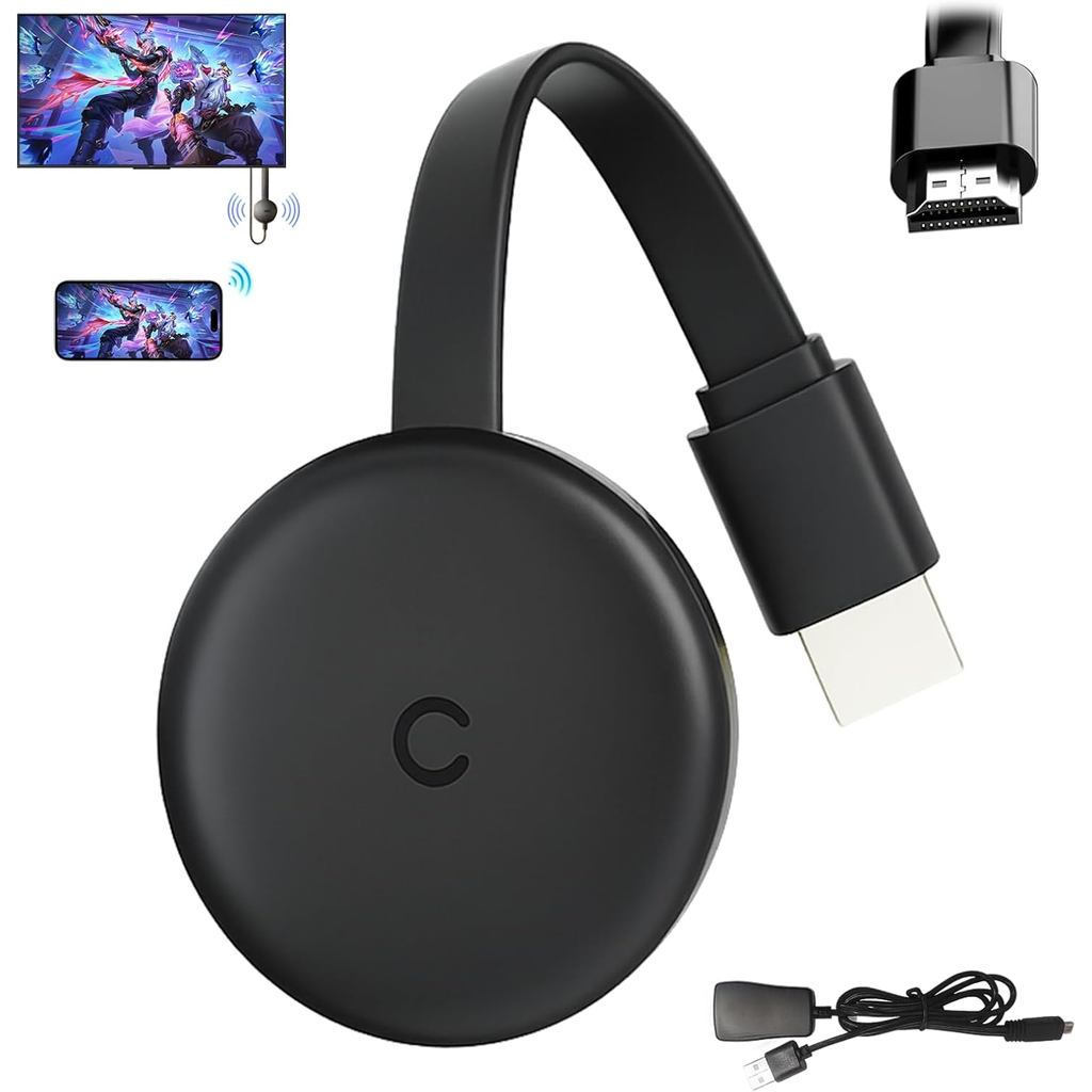 Chromecast, 4K HDR Chromecast อุปกรณ์สําหรับทีวี, 3 in 1 Wireless HDMI Display Adapter, 2.4/5G Dual 