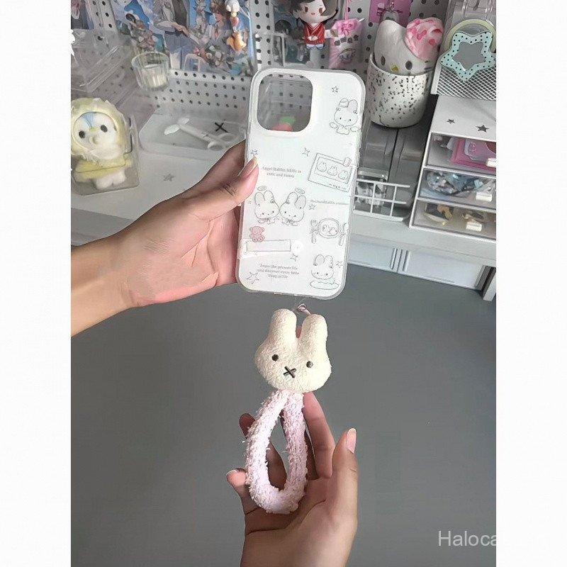เคสโทรศัพท์ เหมาะสําหรับ iPhone น่ารักนุ่มน่ารัก Miffy กระต่ายตุ๊กตาสายคล้องมือเหมาะสําหรับ iPhone17
