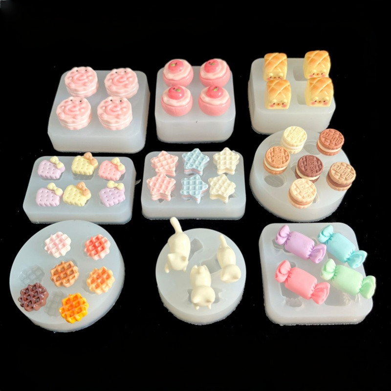 ถ้วยฟอยล์ แผ่นซิลิโคน Xiaobiga food play candy candy บิสกิตแซนวิชแมวสามมิติแม่พิมพ์ซิลิโคนเกรดอาหารแ