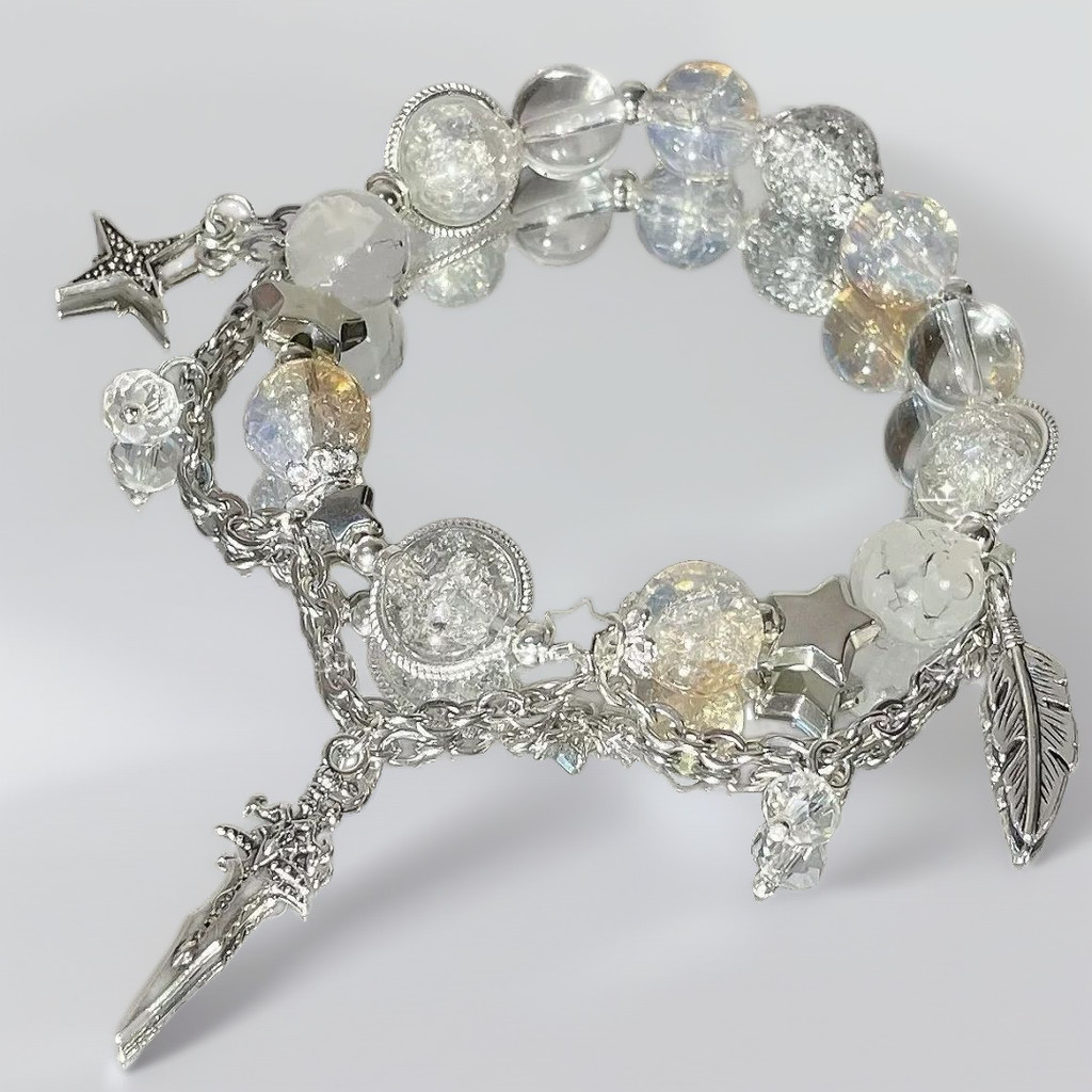 สร้อยข้อมือแบบ Y2K Retro Gothic ลายปีศาจและขนนก ออกแบบไม่เหมือนใคร