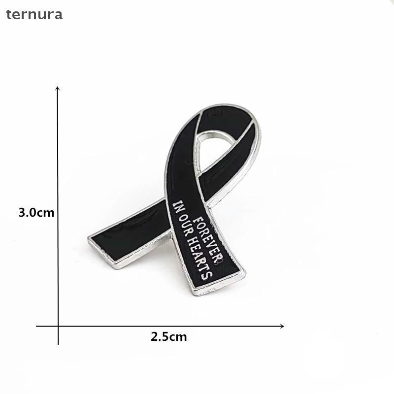 Ternura เข็มกลัดริบบิ้นดำสำหรับงานศพ Lapel Pin โลหะผสม สไตล์mourning พร้อมชุดเครื่องประดับแฟชั่น