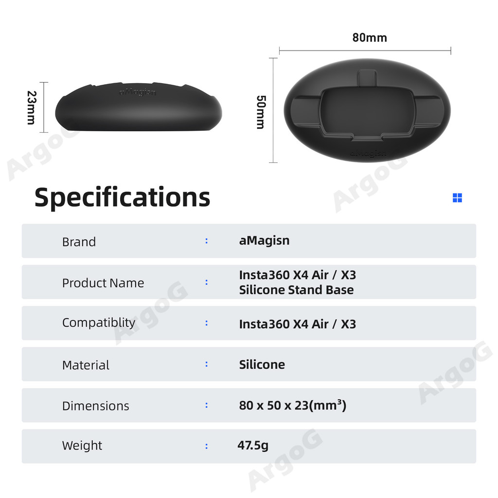 aMagisn ฐานซิลิโคน Insta360 X4 Air / X3 ตั้งโต๊ะและติดรถยนต์ ชาร์จแนวตั้งได้ กาว 3M อุปกรณ์เสริม X4 Air - รูปที่ 7