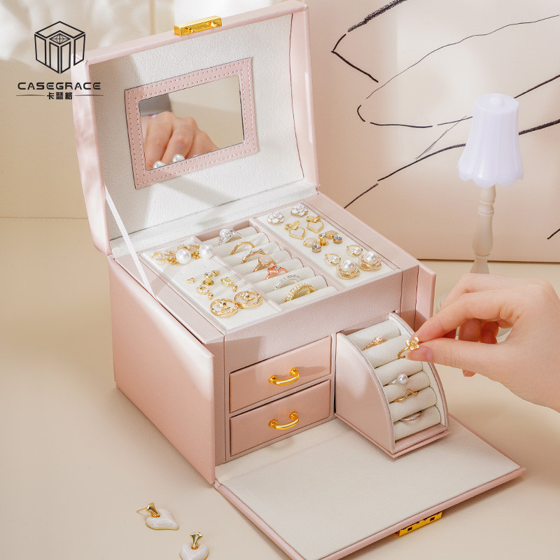 กล่องเก็บเครื่องประดับ Y94W กล่องใส่เครื่องประดับ กล่องจิวเวลรี่ กล่องเก็บสร้อยคอ กล่องแหวน กล่องต่า