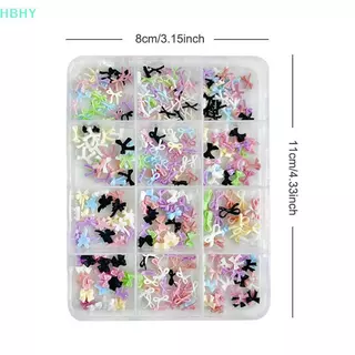 HB 12 กริดสีสัน Bowknot ชุดเรซิ่นริบบิ้นเล็บเครื่องมือตกแต่ง DIY เล็บอัญมณี HY