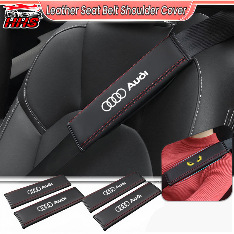 Audi รถที่นั่งเข็มขัดครอบคลุม Universal หนังความปลอดภัยเข็มขัดไหล่ป้องกันเบาะนุ่มรถอุปกรณ์เสริมสําหร