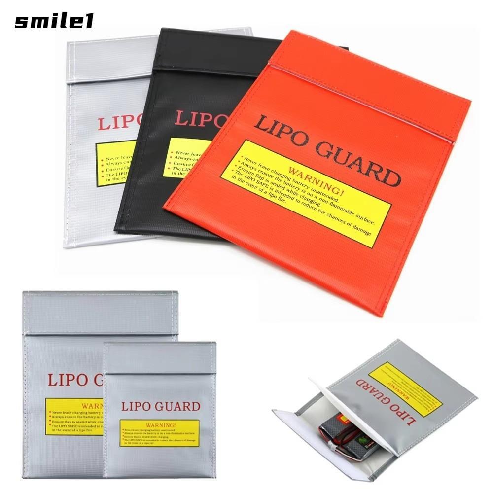 SMILE LiPo กระเป๋านิรภัยแบตเตอรี่, อุปกรณ์เสริม RC 18x23 30x23 แบตเตอรี่ Safe Guard, Proof Silver Black Protected Storage Bag การป้องกันค่าใช้จ่าย